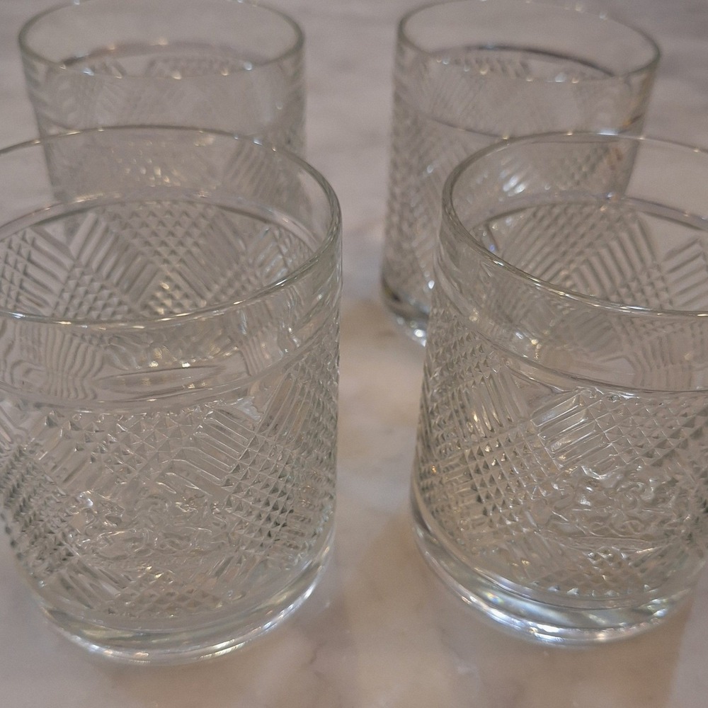 Ralph Lauren Old Fashioned Glasses Set of 4 Safari Lion Crest Logo Glen Plaid